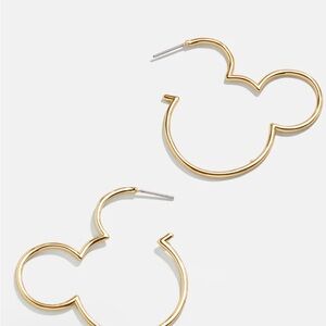 Mickey Mouse Disney Outline Hoop Earrings, Gold plated, New, Gift Box included